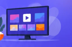 Illustration of a television with abstract content tiles